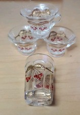 Vntg Northwood Cherry  Cable Childs Miniature 4 Pieces Lot Water Glass  3 Cups