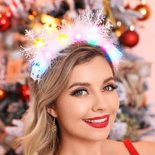 Light Up Snowflake Headbands LED Christmas Headband Feather Xmas Headpiece