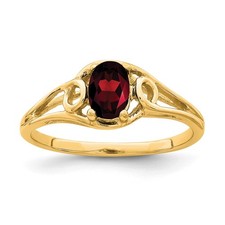 14K Yellow Gold 6x4mm Oval Cut Red Garnet Fancy Engagement Ring Size 6