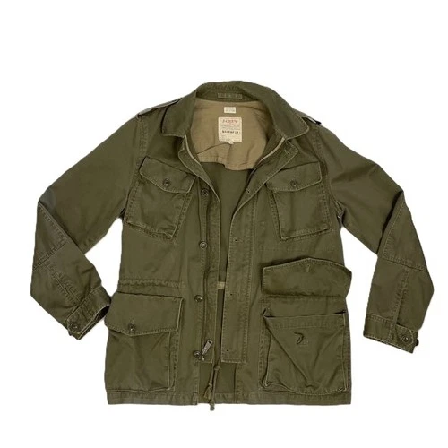 J.Crew Broken In Jacket Men Sz Med Army Green Canvas Military Field Coat Utility image 5