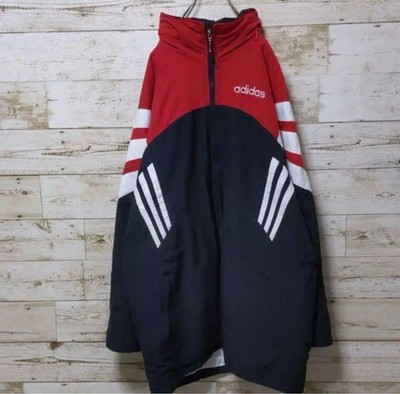 L Size Stadium Jacket 90S Adidas One Point Embroidery Logo Tricolor