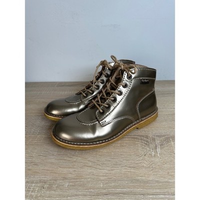 Kickers Kick Hi Metallic Bronze Leather Ankle Boots EU 39 486207 S AH0419