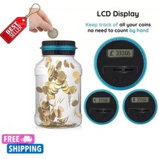 Electronic Digital LCD Coin Counter Counting Jar Money Saving Piggy Bank 1.8L