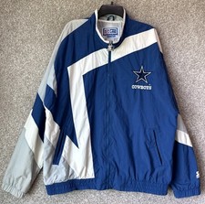 Vtg Starter NFL Pro Line Mens XL Dallas Cowboys Color-Block Full Zip Wind Jacket