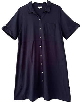 J Jill size XL solid navy blue tee shirt dress midi short sleeve NWOT NoRMCoRE