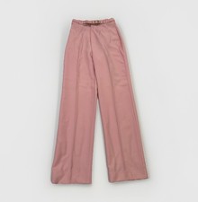 Vintage 1970s High Waisted Light Pink Straight Leg Trousers W Belt XS Sweetbriar