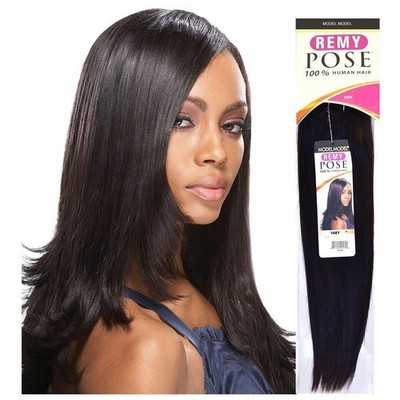 New Model Model Remy Pose Human Hair Weave Extensions Yaky 10'' Color  #1B Black