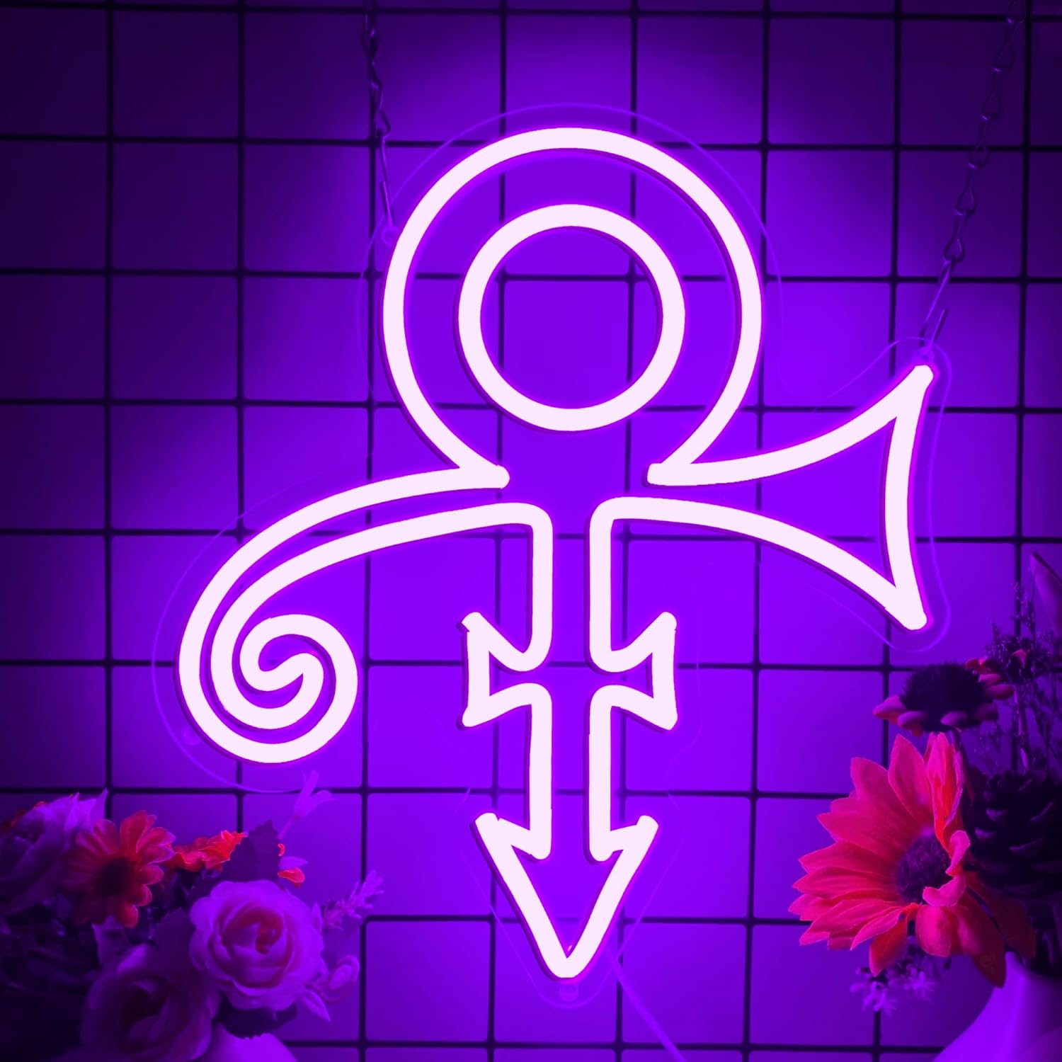 Prince Purple Symbol Neon Signs for Wall Decor,Dimmable Music Singer Love Sym...