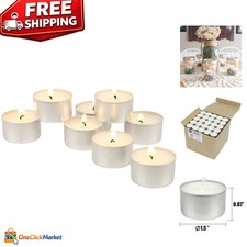 Stonebriar 100 Pack Unscented 8 Hour Extended Burn Time Tea Light Candles, White