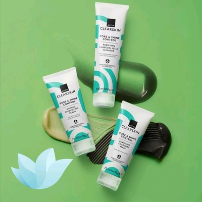 3x Avon Clearskin Pore & Shine Control Set: Gesichtsmaske, Reiniger, Peeling