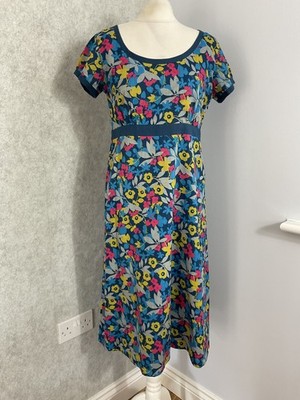 Seasalt Cornwall Morvoren Floral Cotton Dress UK 12 Blue Tea Dress Summer Casual
