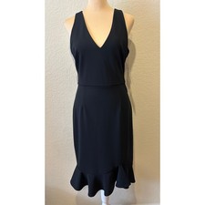 NEW Betsey Johnson Little Black Cocktail Dress Size 2 Ruffle Hem V-Neck LBD Chic