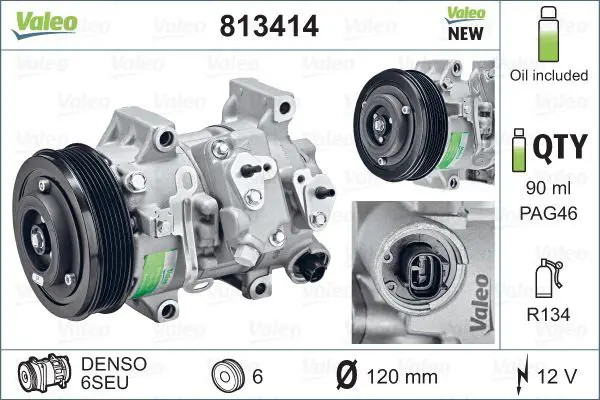 Compressore climatizzazione R 134a 813414 VALEO per TOYOTA COROLLA Tre volumi