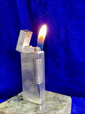 Dunhill Lighter Vintage Rollagas Silver Mint Condition Works 1 Year Warranty