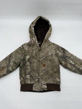 Carhartt Camo Hooded Jacket Youth Size XXS 4-5 Green Brown Quilted Insulated
