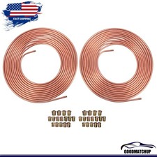 Pair 14 25 Ft Brake Line Tubing Kit Flexible Copper Line W 32 Fittings