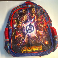 Marvel Avengers Infinity War Small Backpack Blue/Red Zip Pockets 12x10x8"
