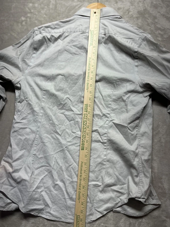 Camisa de vestir Express 1MX para hombre talla M gris Oxford manga larga cuello abotonado Foto 4 de 4