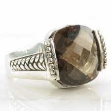 Brown Smoky Quartz Sterling Silver Ring Size 7.5