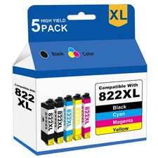 5PK 822XL Ink Cartridges For Epson WF-3820 WF-4820 WF-4833 WF-3823 WF-4830