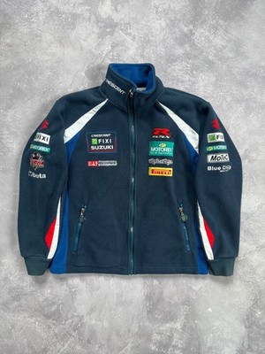 Suzuki Racing Fleece Jacket Crescent Fixi WSBK Moto Embroidered Bomber