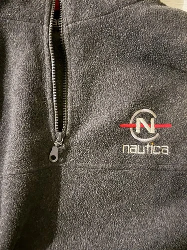 90s Nautica Men's L Black Fleece Quarter Zip Pullover Sweatshirt image 2