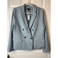 Ann Taylor Light Blue Double-Breasted Blazer   Size 14 NWT 