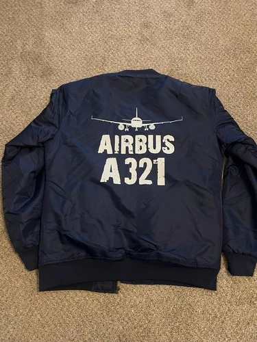 Asstseries Men’s Bomber Jacket Size Medium Airbus A 321 image 4