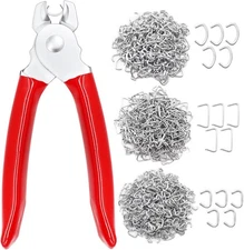285 pcs Hog Rings with Straight Ring Pliers Kit 3/4" 285PCS-Straight, Red 