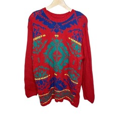 Vintage 80s 90s Geometric Knit Oversized Sweater Unisex