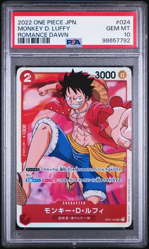 2022 ONE PIECE JAPANESE OP01-ROMANCE DAWN #024 MONKEY D. LUFFY PSA 10