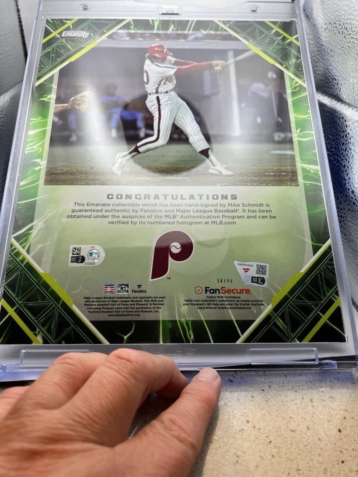 2025 Fanatics Emanate Mike Schmidt Auto Green /99 - Phillies HOF 8x10 - Image 4 of 4
