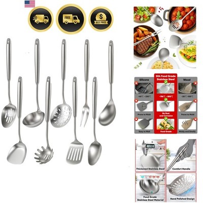 Newness 9 Pcs Cooking Utensils Set, 304 Stainless Steel Kitchen Utensils Set,...