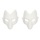  Set of 2 Kitsune Mask Masken Zum Bemalen Fuchs Weiss Partyzubehör