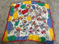 Vtg Bright Colors Abstract Floral Design Polyest Chiffon Scarf Made in Italy D6