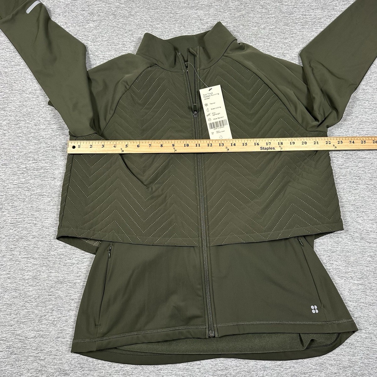 Sweaty Betty Fast Track Padded Running Jacket Womens XXL Green Full Zip NEW View 3