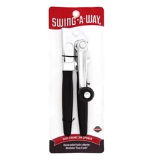 Swing-A-Way 6090 Black Stainless Steel Manual Can Opener with Easy Crank Handle