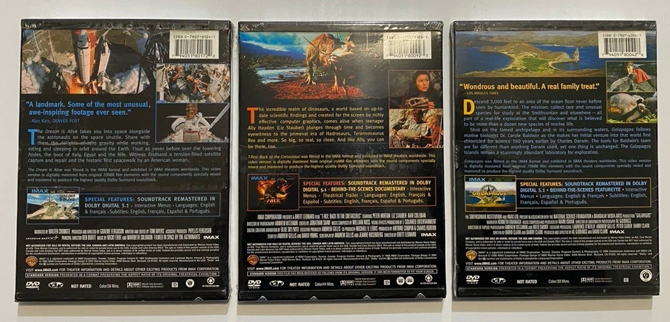 IMAX x3 DVDs T Rex Dream Is Alive Galapagos Documentary Science Nature Region 1 - Image 2 of 4