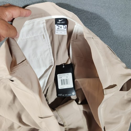 Pantaloni da golf Nike da uomo taglia 38 Stone Khaki Coaches Performance Chino nuovi con etichette - Foto 3 di 13