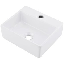 Compact 13" Rectangular Wall Mount Sink - Durable Ceramic for Modern Bathrooms