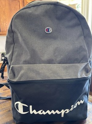 Champion Gray/Black Solid Zip Backpack w/ Adjustable Padded Straps Travel