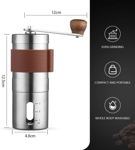 Manuelle Kaffe Mahlmühle Kaffeemühle Edelstahl Handkaffeemühle Coffee-Grinder DE - Bild 4 von 16