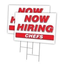 Now Hiring Chefs Multi-Pack of Yard Signs & Stake plastic coroplast window