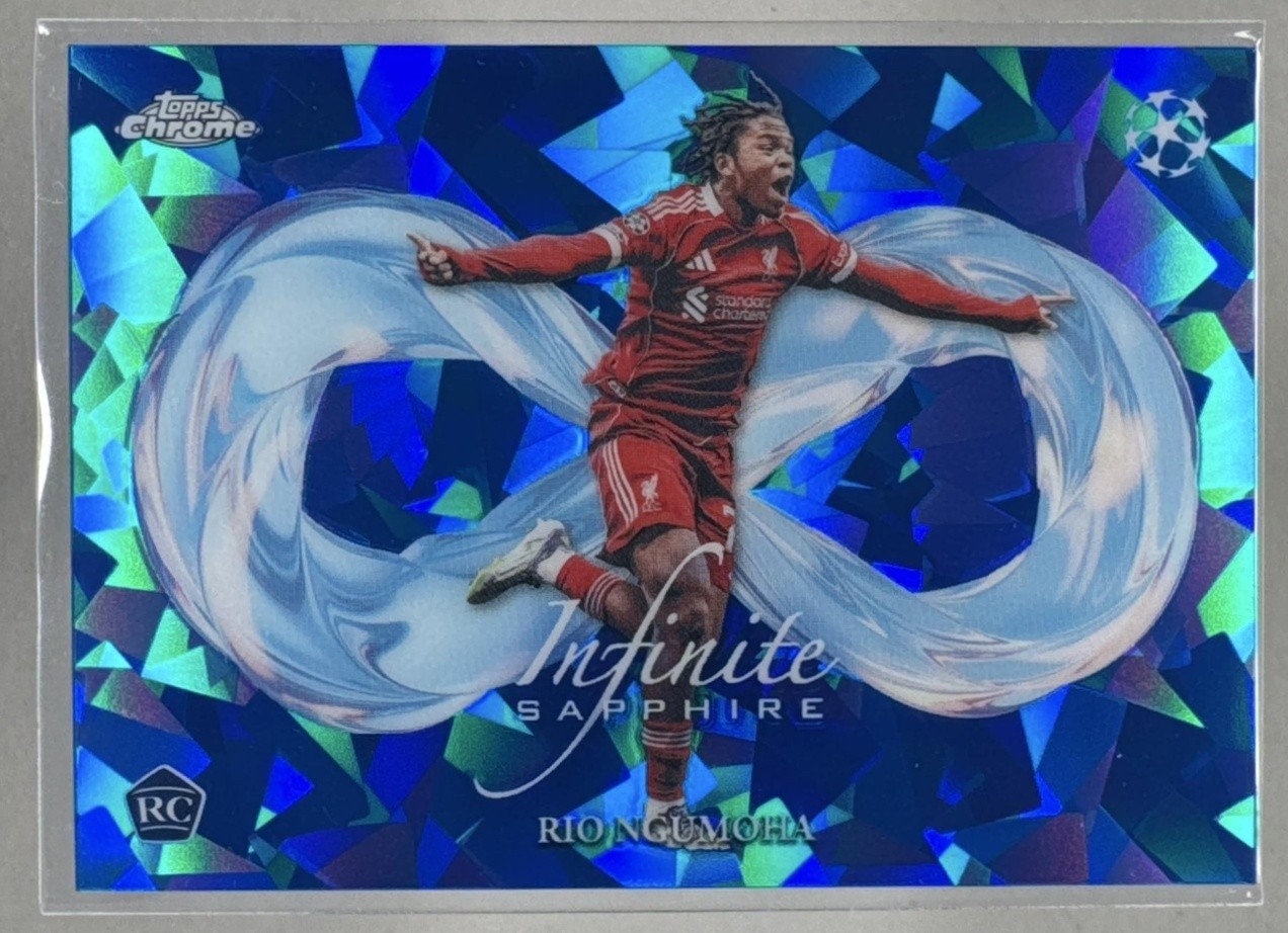 Rio Ngumoha 2025 Topps Chrome UEFA Sapphire #IS-6 Infinite Rookie RC