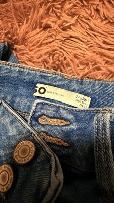 SO Women s High Rise Flare Jeans Blue Medium Wash Denim 5-Pocket Button