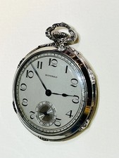 14K Solid White Gold - E HOWARD Watch Co Open Face Pocket Watch