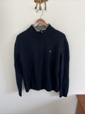 Conte of Florence Woman s Blue Stretch Wool Blend Full Zip Jacket XL