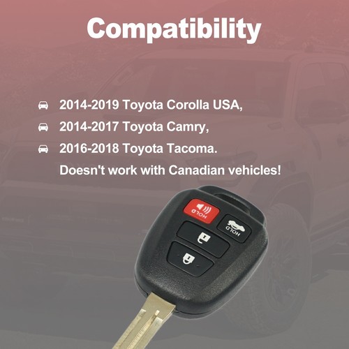 USAKEYS Replacement Keyless Entry Remote Key Fob For 2012-2013 Toyota Camry (2-Pack) - HYQ12BDM, G Series