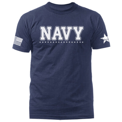 Navy Military Patriotic US Flag Veteran Graphic T-shirt