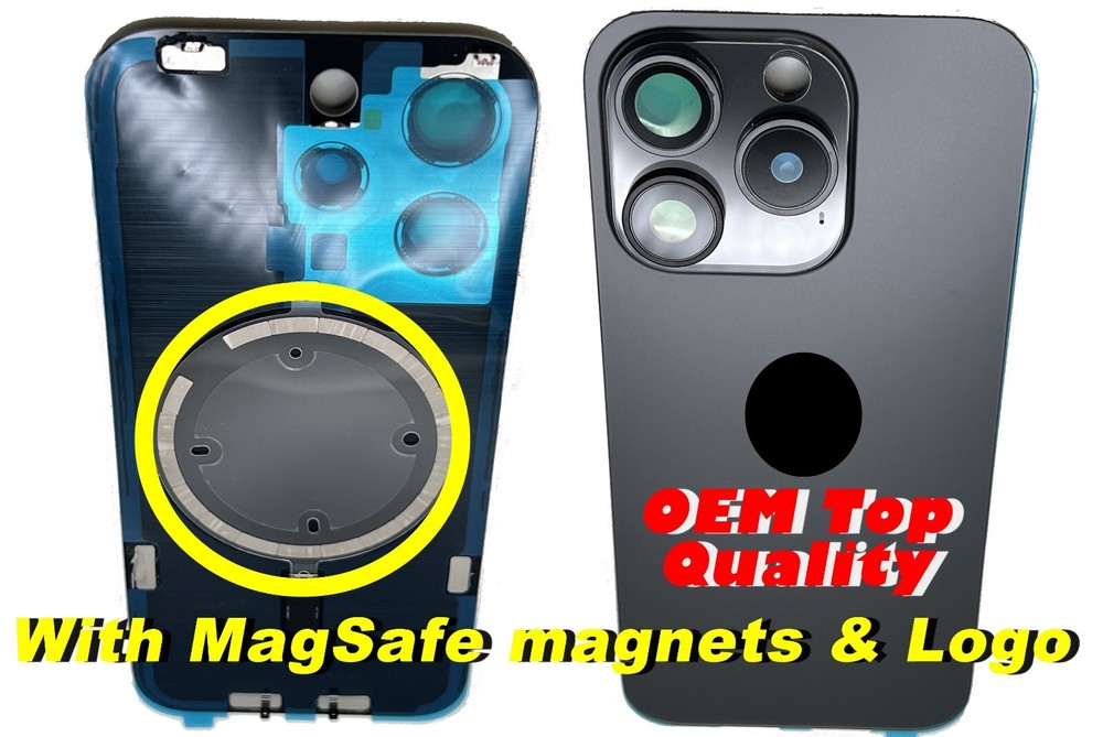 iPhone 15 Pro & Pro Max Back Glass Cover: Rear Door with Lens & MagSafe Magnets